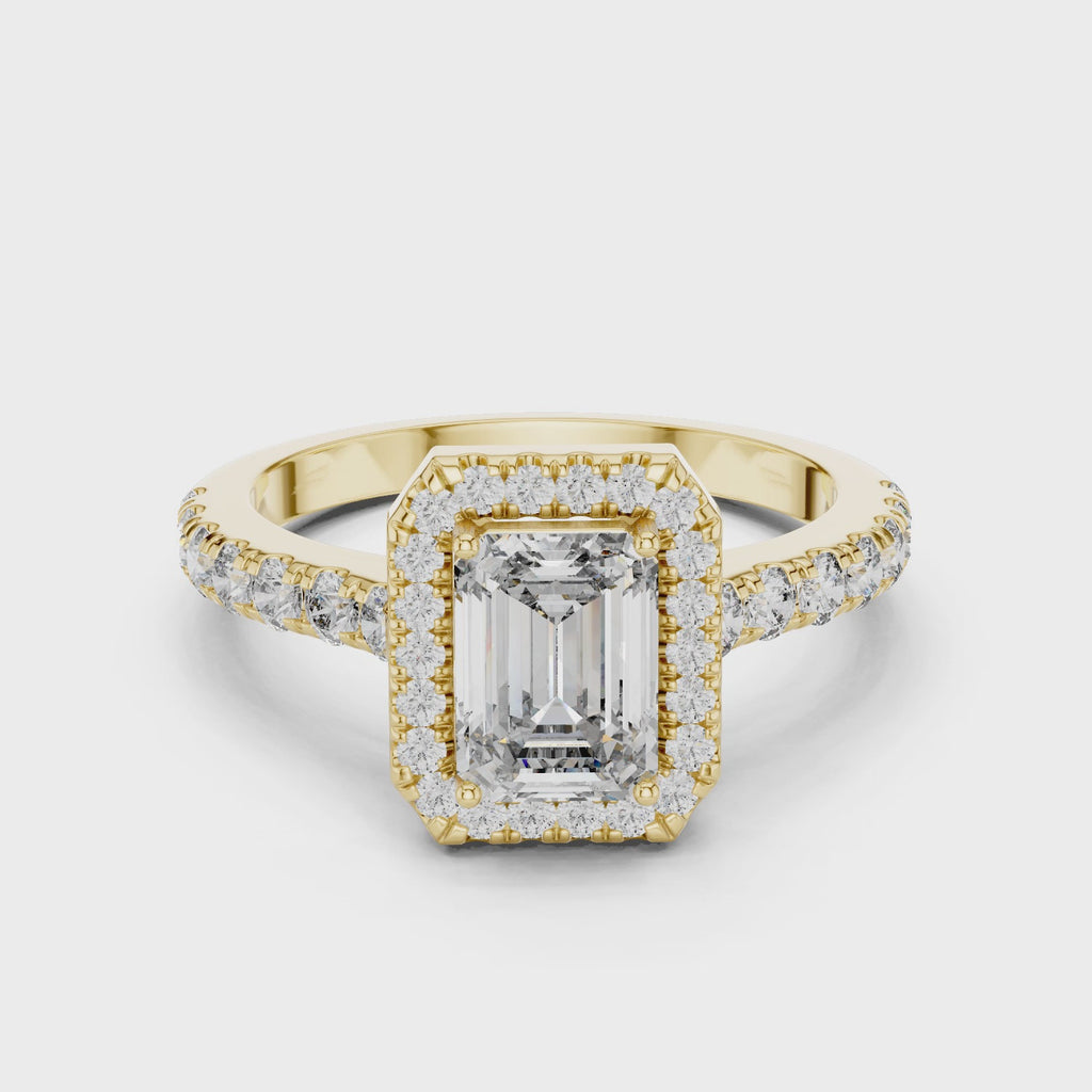 Emerald Cut Lab Grown Diamond Halo Ring