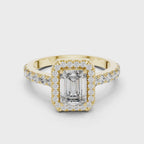 Emerald Cut Lab Grown Diamond Halo Ring
