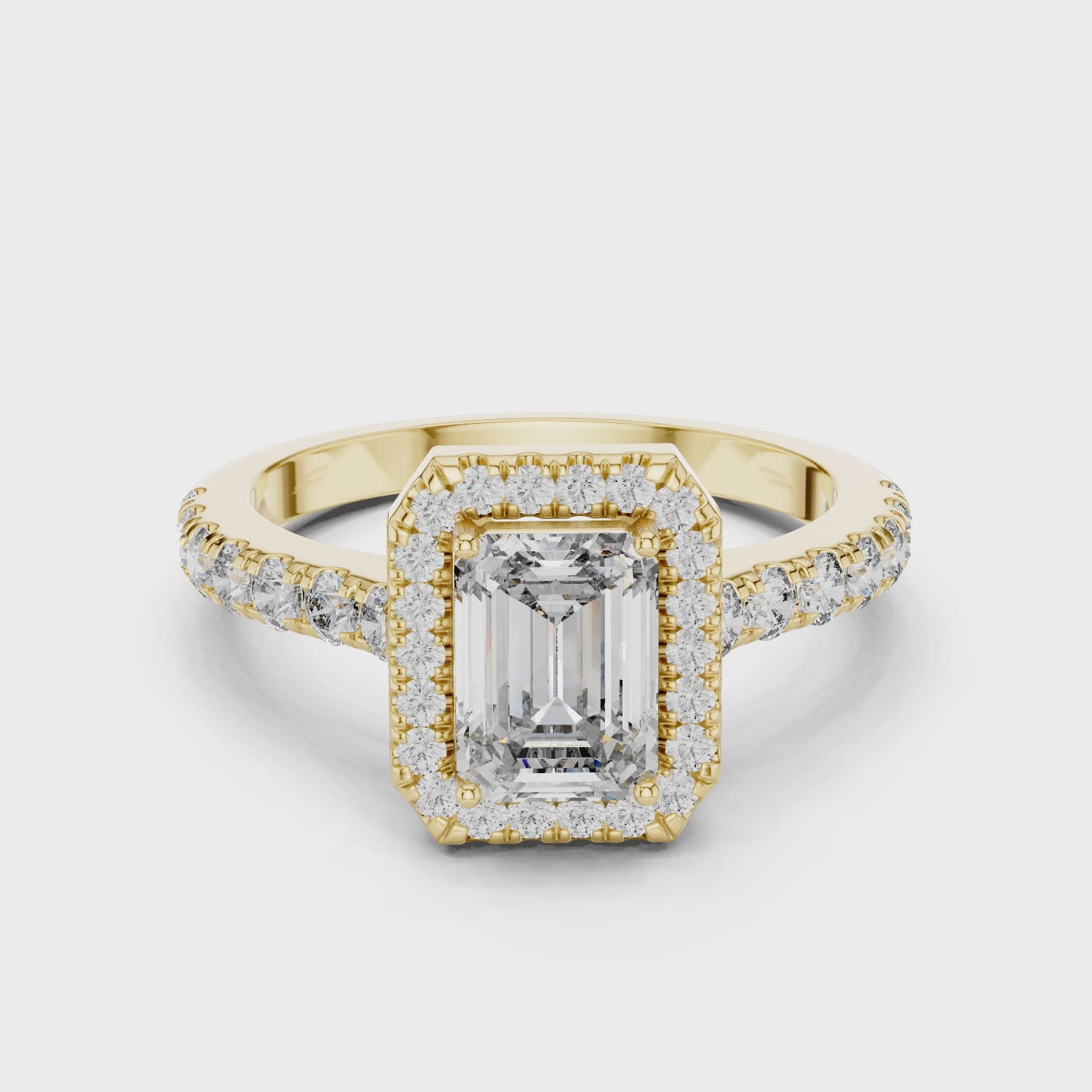 Emerald Cut Lab Grown Diamond Halo Ring