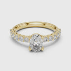 Pave Band Lab Grown Diamond Solitaire Ring