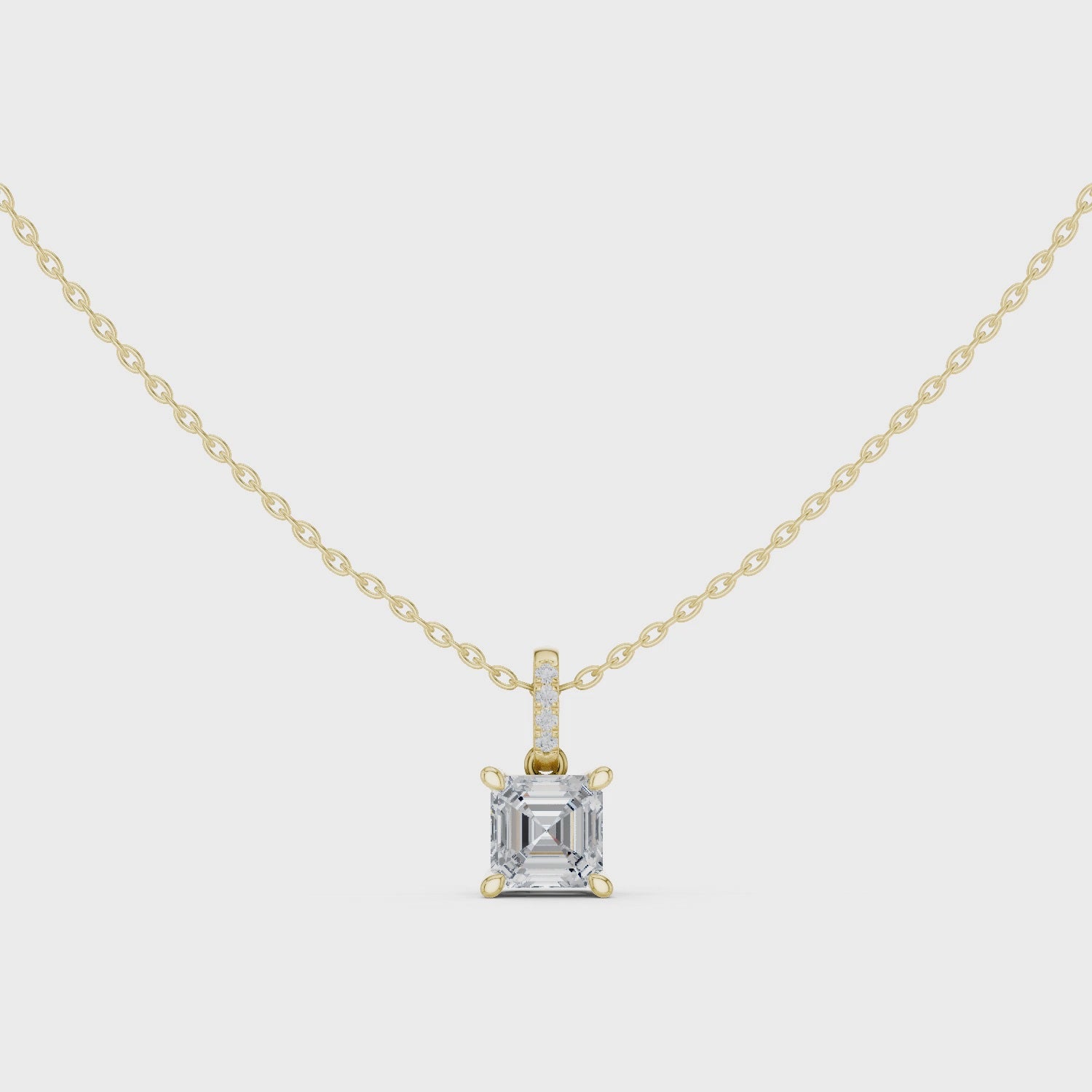 Asscher Cut Solitaire Diamond Pendant