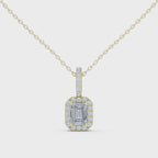 Emerald Cut Diamond Halo Pendant