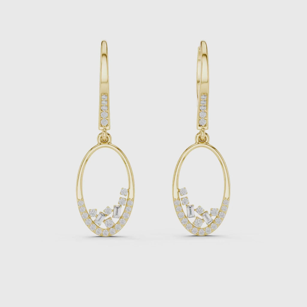 Elegant Oval Drop Lab Grown Diamond Earrings