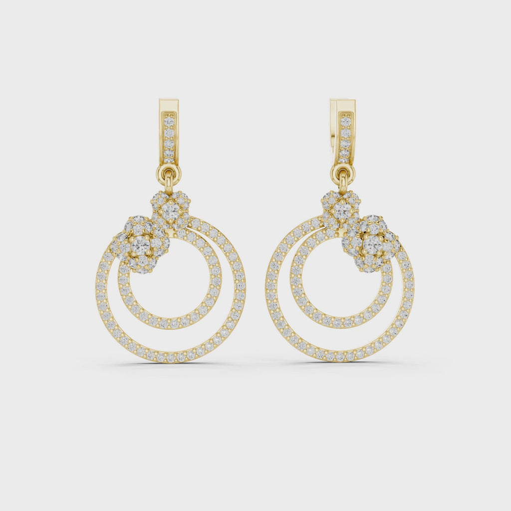 Floral Hoop Lab Grown Diamond Drop Earring