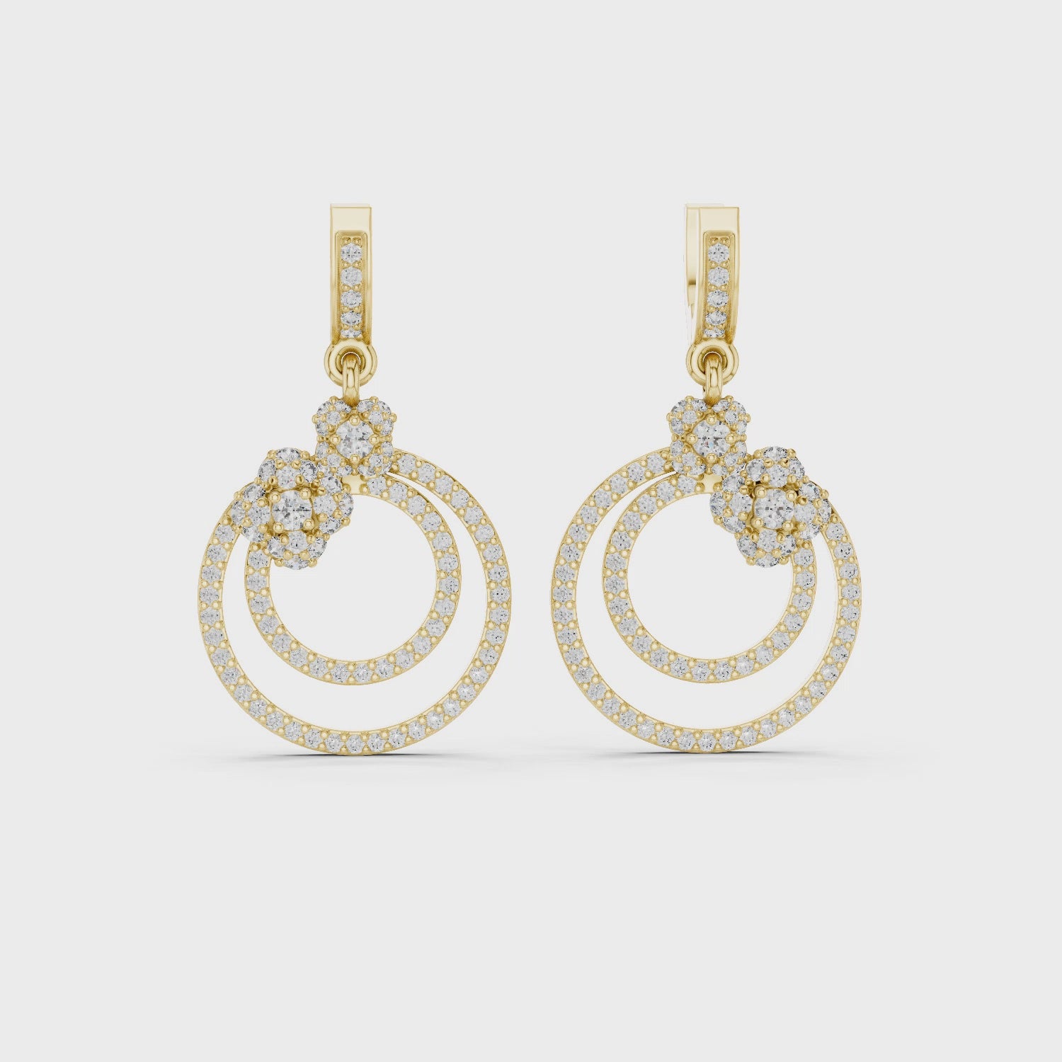 Floral Hoop Lab Grown Diamond Drop Earring