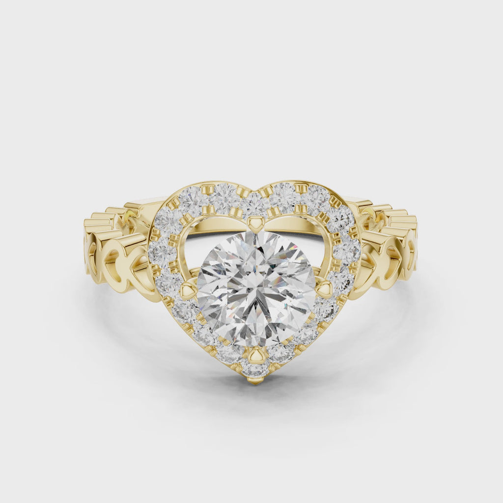 Heart-Shaped Halo Diamond Ring