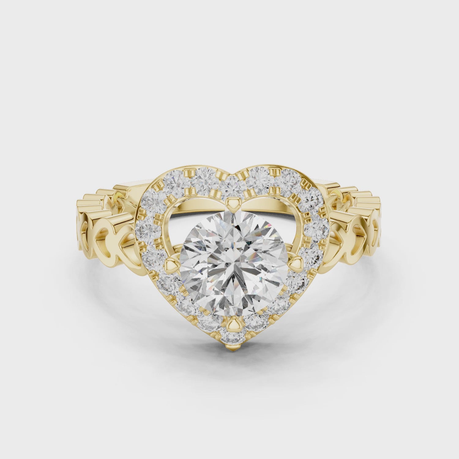 Heart-Shaped Halo Diamond Ring