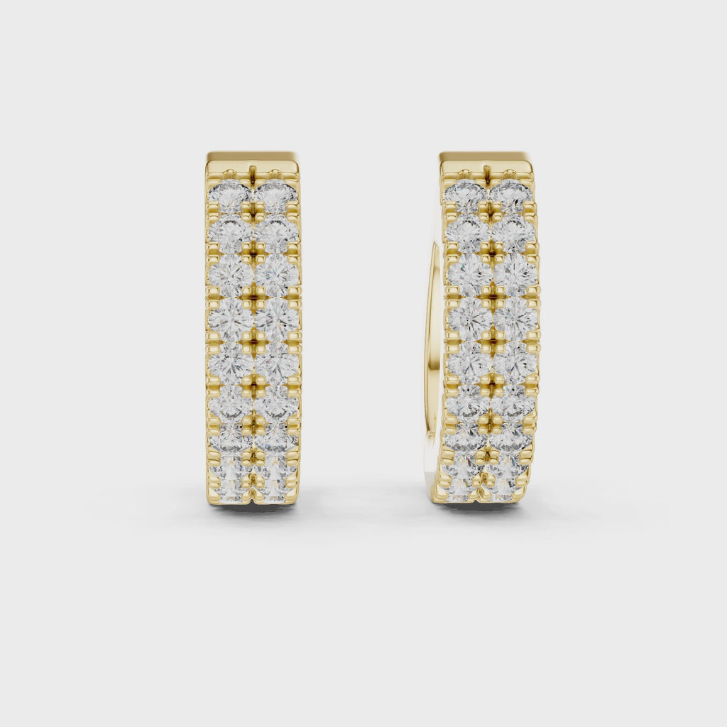 Double Row Diamond Hoop Earrings
