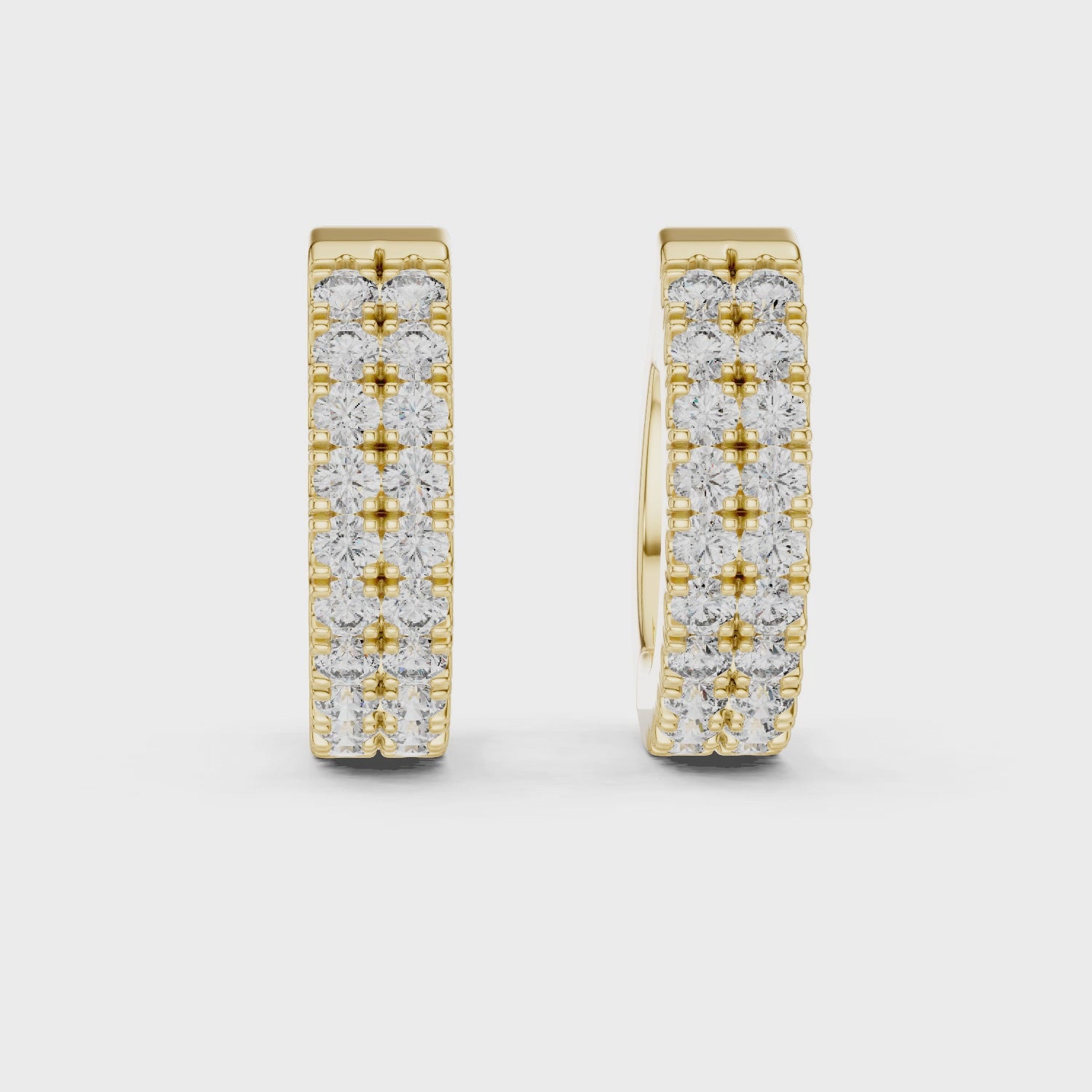 Double Row Diamond Hoop Earrings