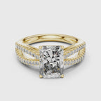 Twin Pave Radiant Lab Grown Diamond Ring