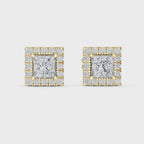 Princess-Cut Diamond Halo Stud Earrings