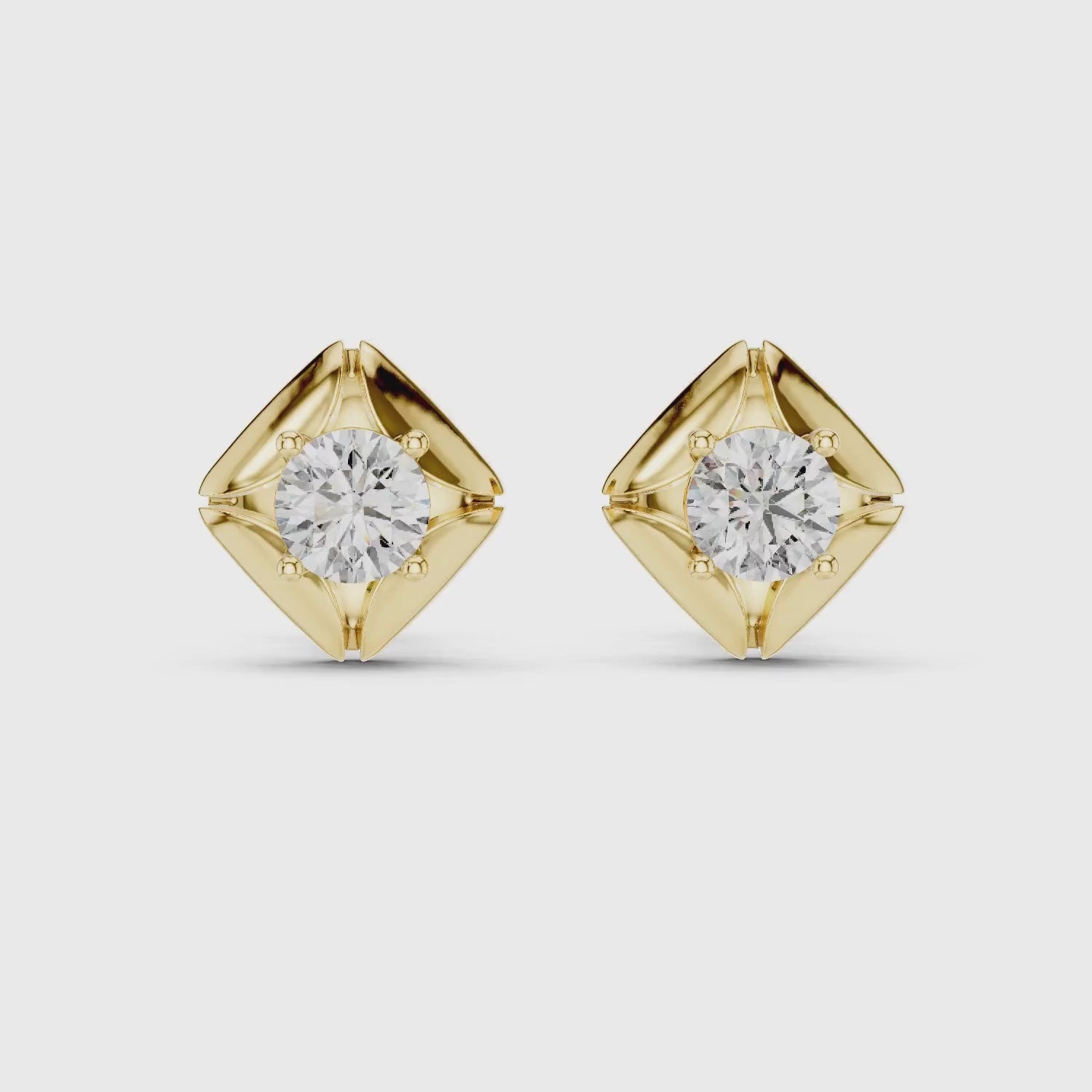Square Solitaire Lab Grown Diamond Studs