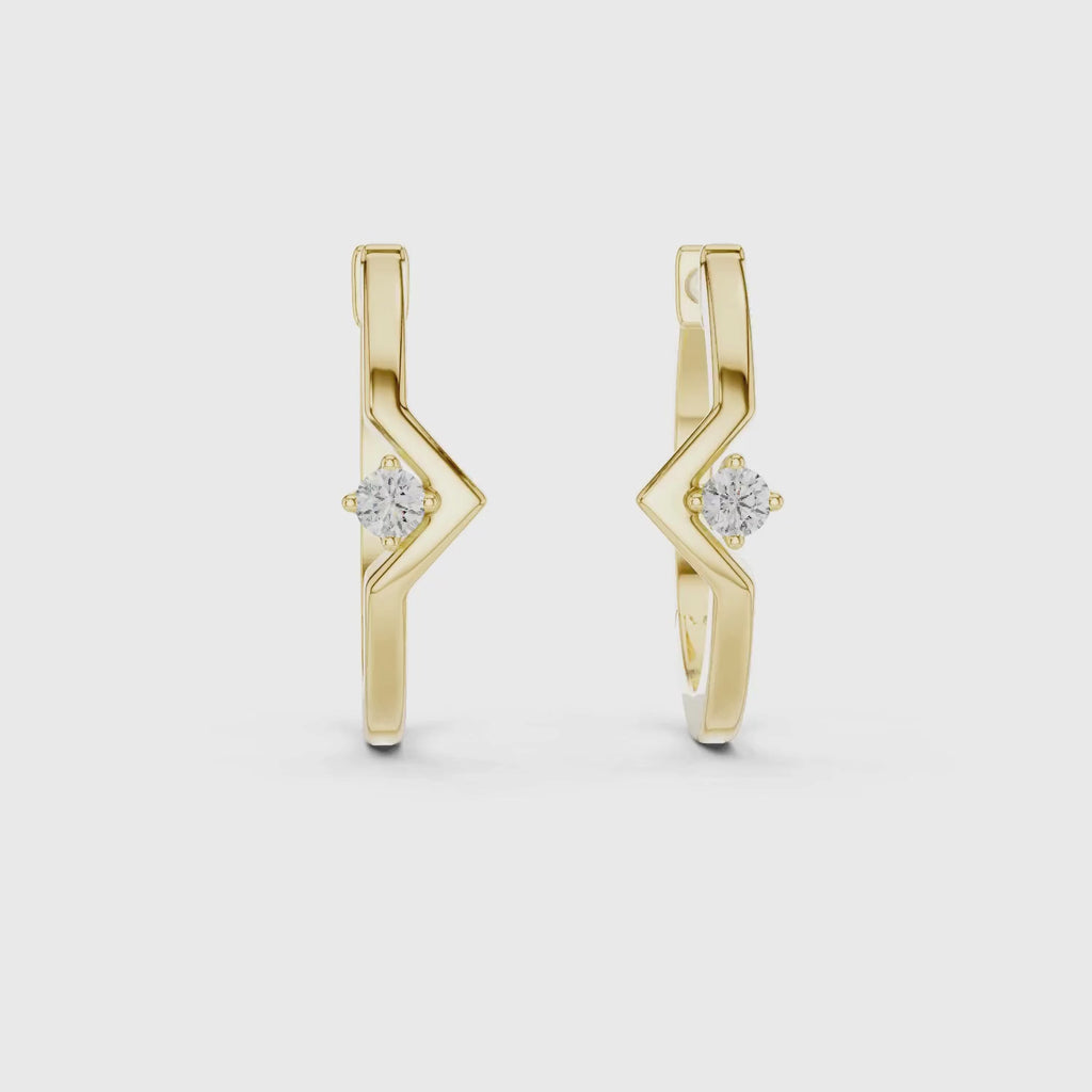 Chevron Lab Grown Diamond Hoop Earrings