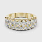 Gold Triple Row Diamond Band Ring