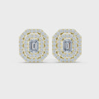 Vintage Emerald-Cut Diamond Stud Earrings
