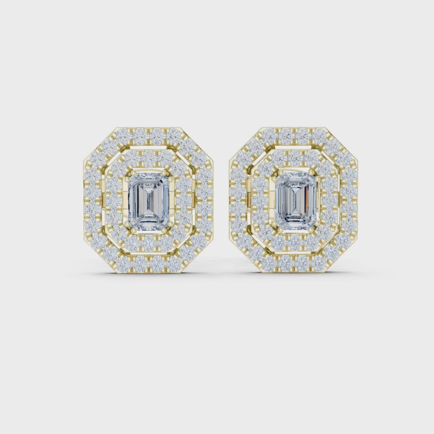 Vintage Emerald-Cut Diamond Stud Earrings