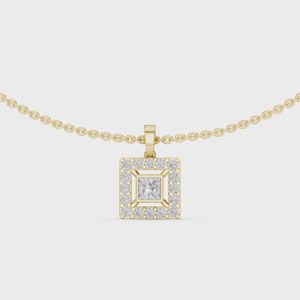 Square Lab Grown Diamond Halo Pendant