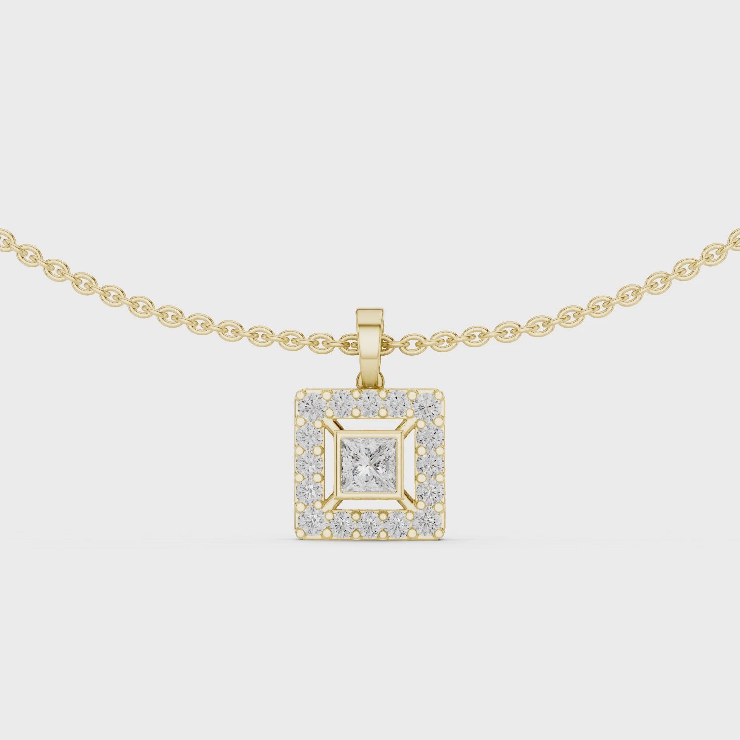 Square Lab Grown Diamond Halo Pendant