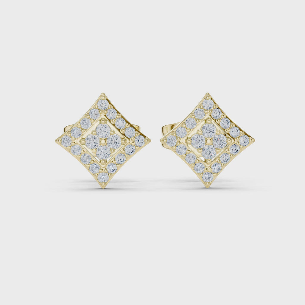 Kite-Shaped Diamond Stud Earring