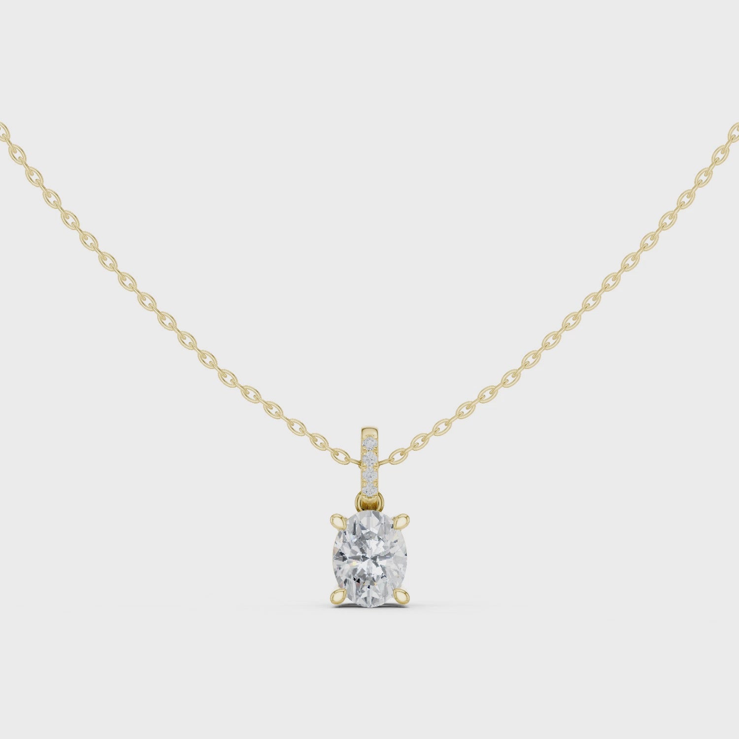 Oval Cut Solitaire Diamond Pendant