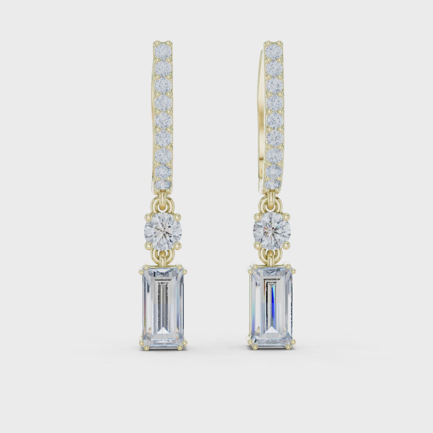 Baguette Cut Diamond Drop Earring