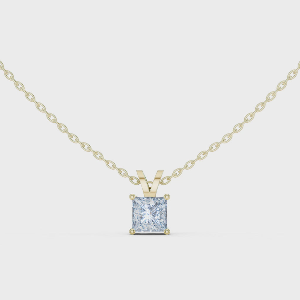 Slick Princess Cut Solitaire Diamond Pendant