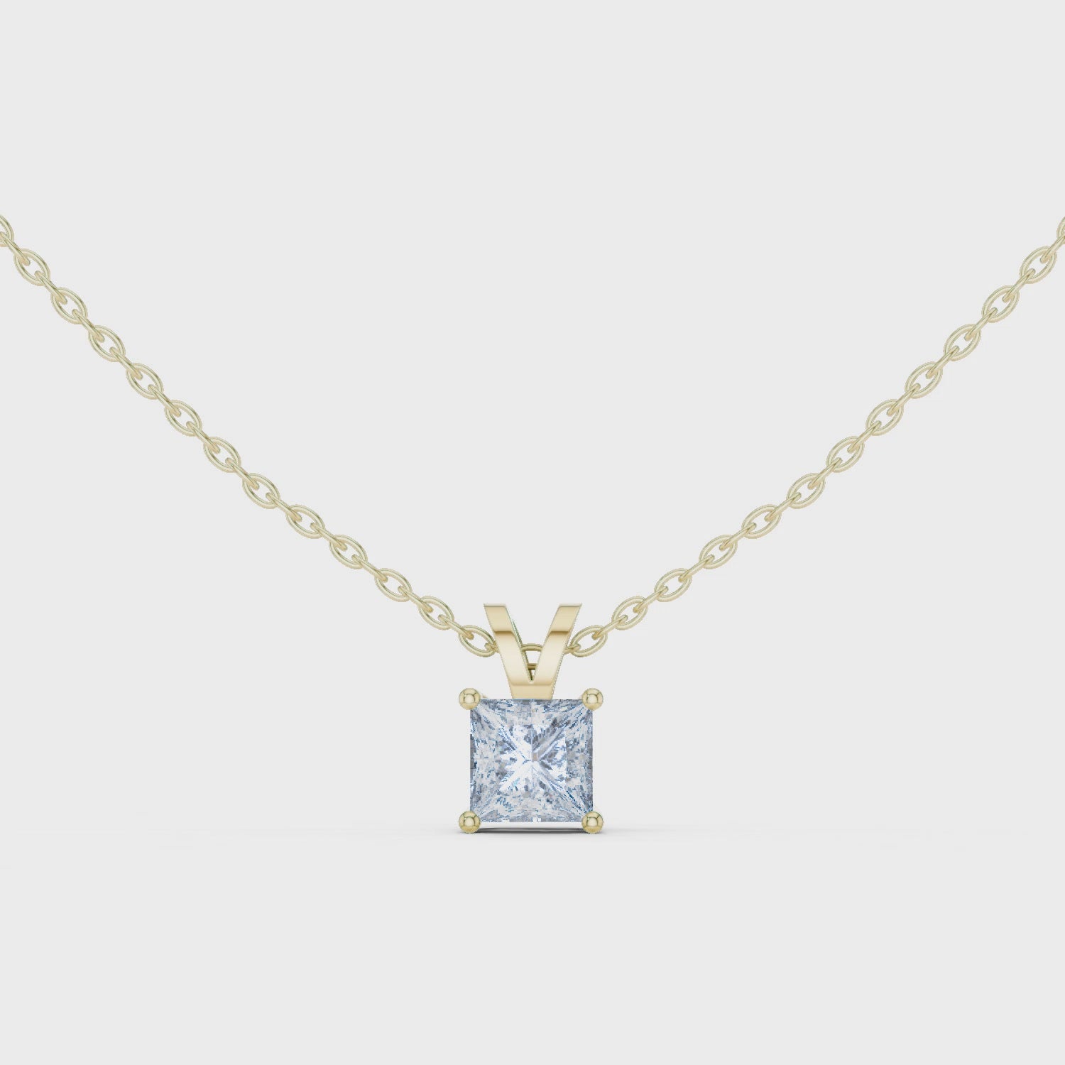 Slick Princess Cut Solitaire Diamond Pendant