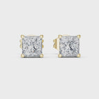 Classic Princess-Cut Diamond Solitaire Stud Earrings