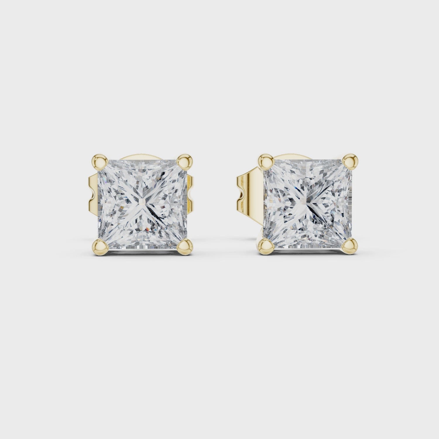 Classic Princess-Cut Diamond Solitaire Stud Earrings