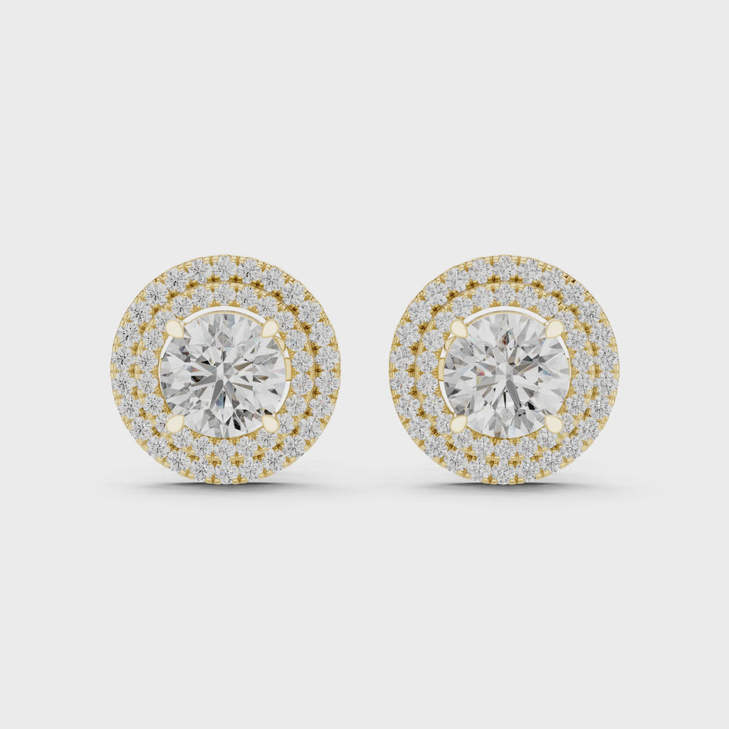 Double Halo Lab Grown Diamond Stud Earrings