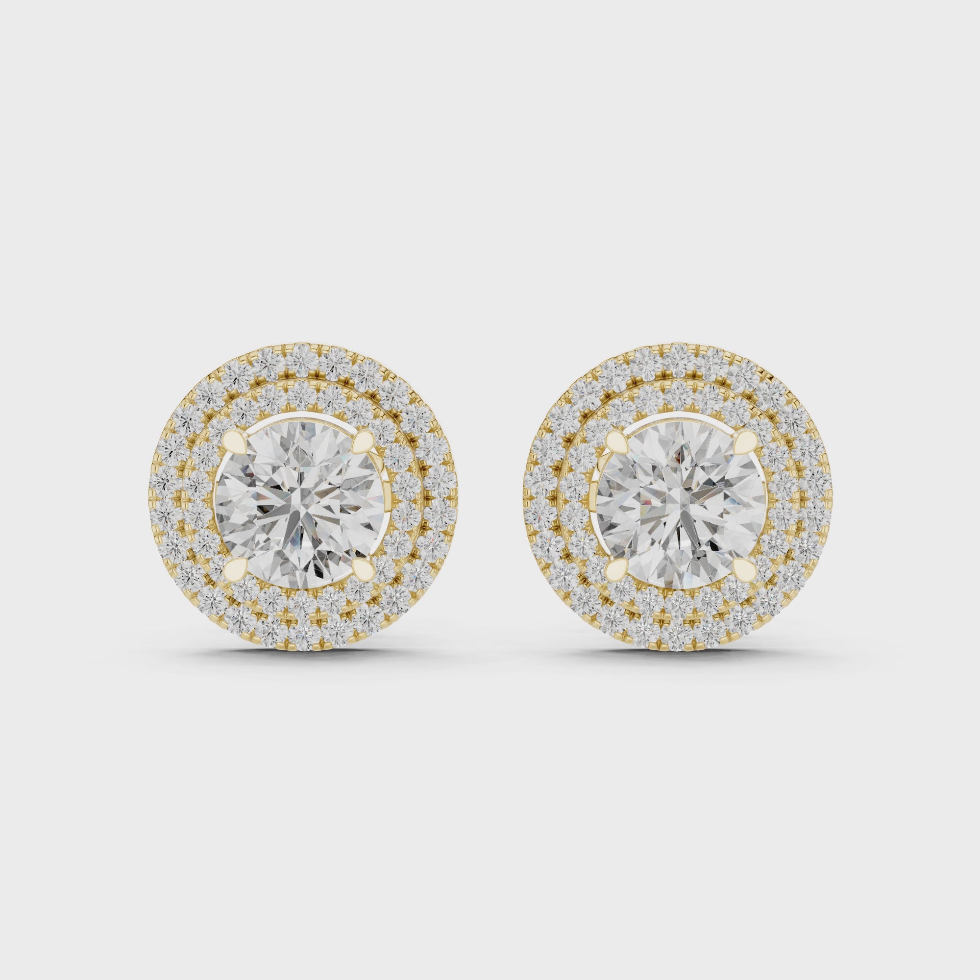 Double Halo Lab Grown Diamond Stud Earrings