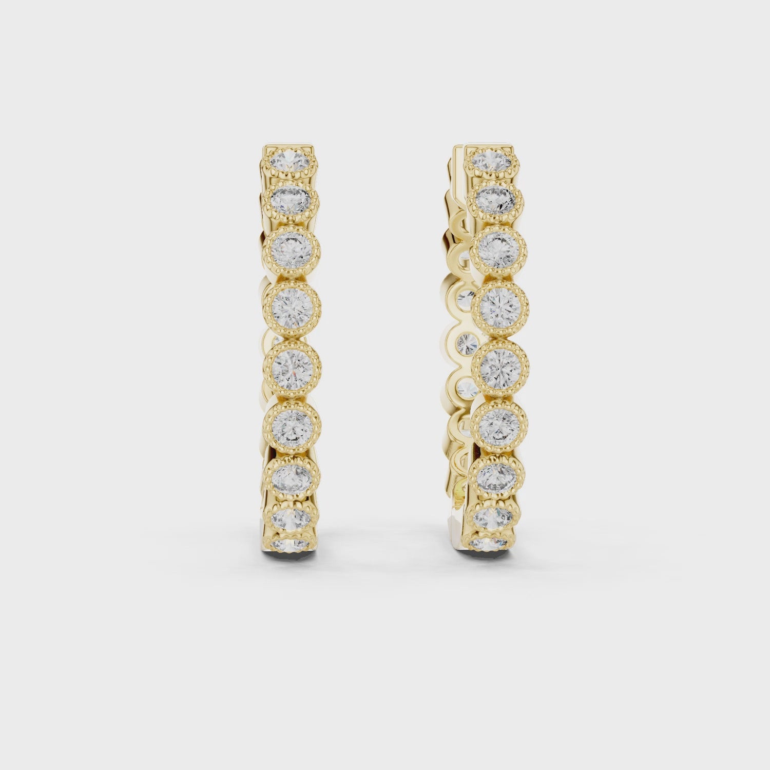 Modern Bezel-Set Diamond Hoop Earrings