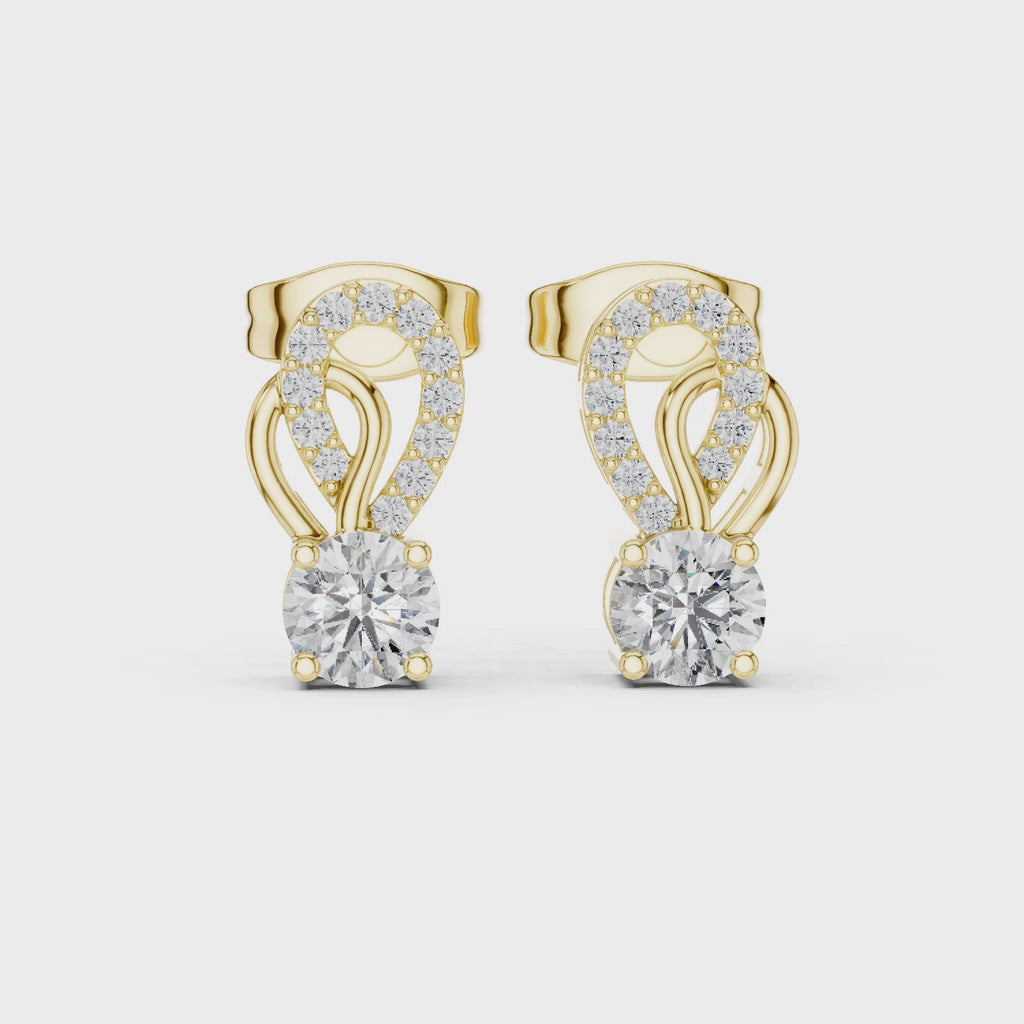 Artistic Loop Round Diamond Stud Earring