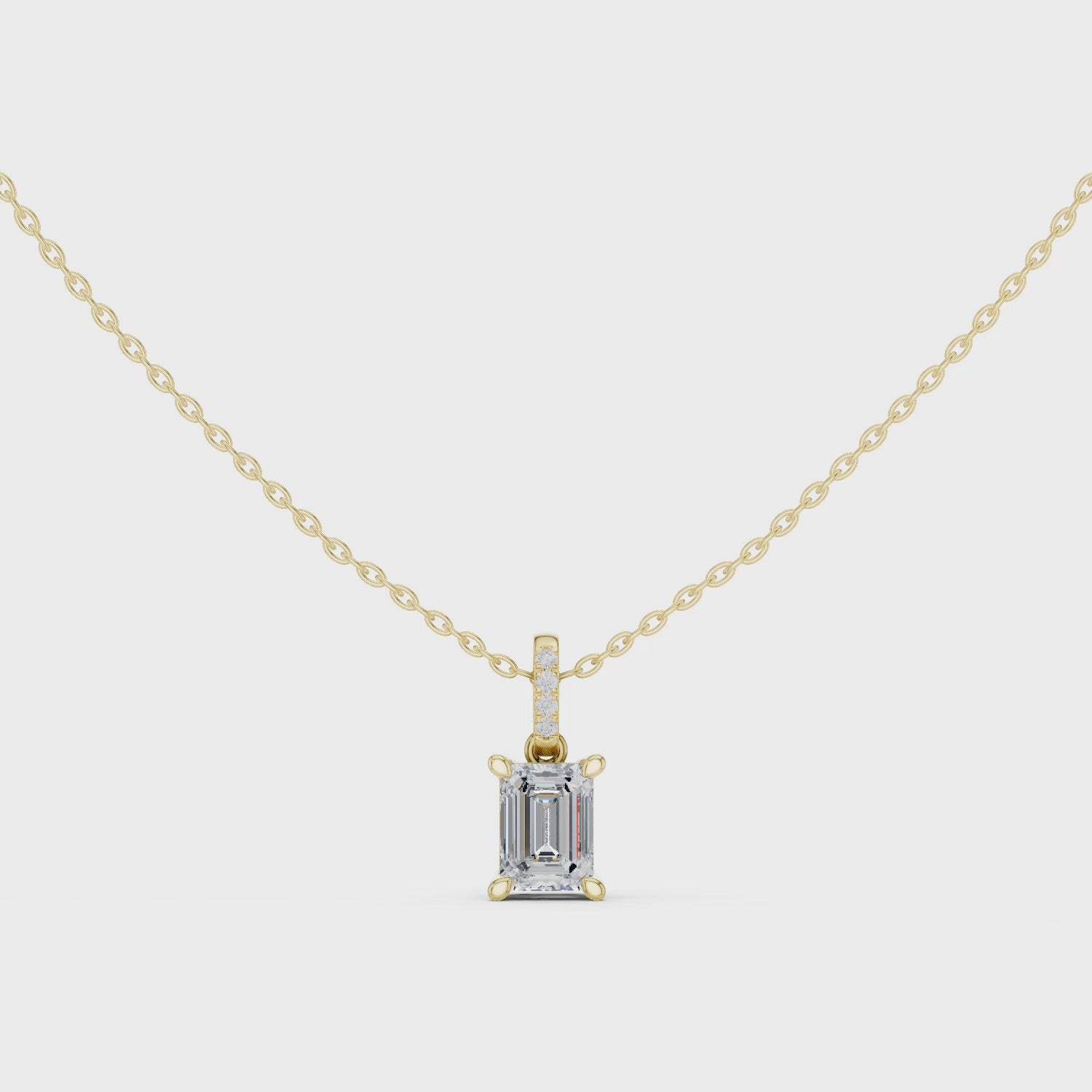 Emerald Cut Solitaire Diamond Pendant