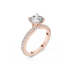 Round-Cut Lab Grown Diamond Ring with Pavé Band