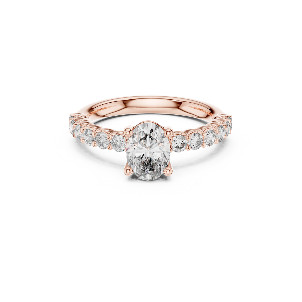 Pave Band Lab Grown Diamond Solitaire Ring