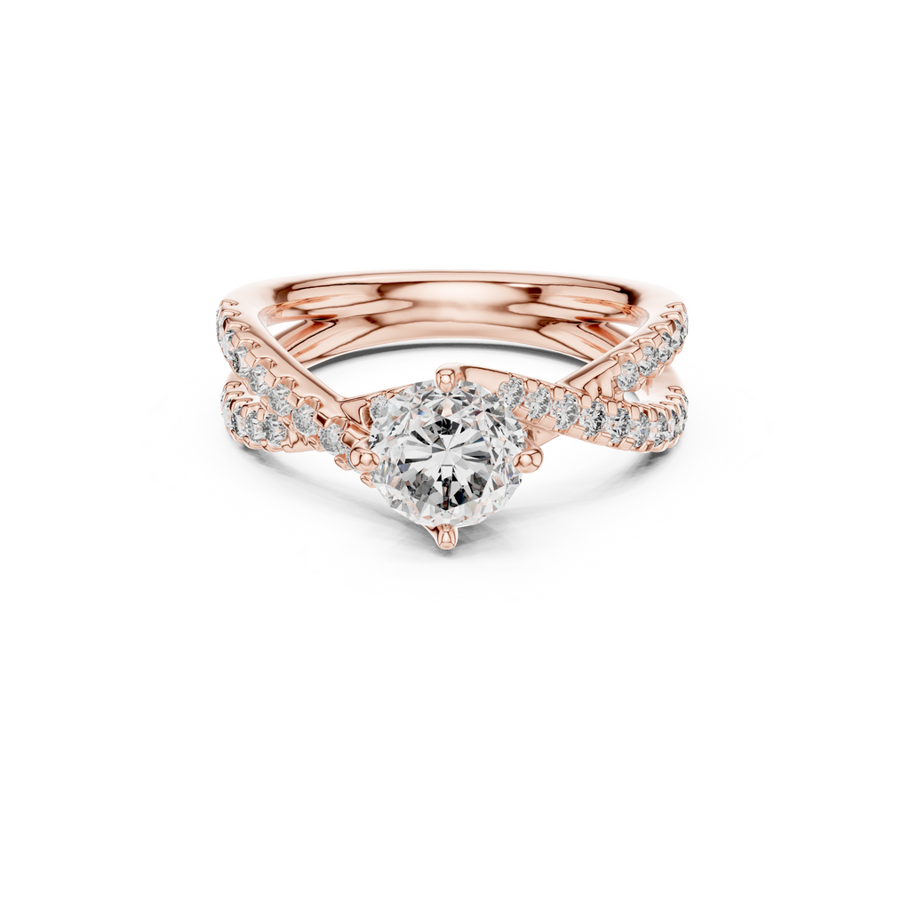 Twisted Halo Diamond  Ring