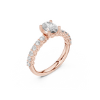 Pave Band Lab Grown Diamond Solitaire Ring