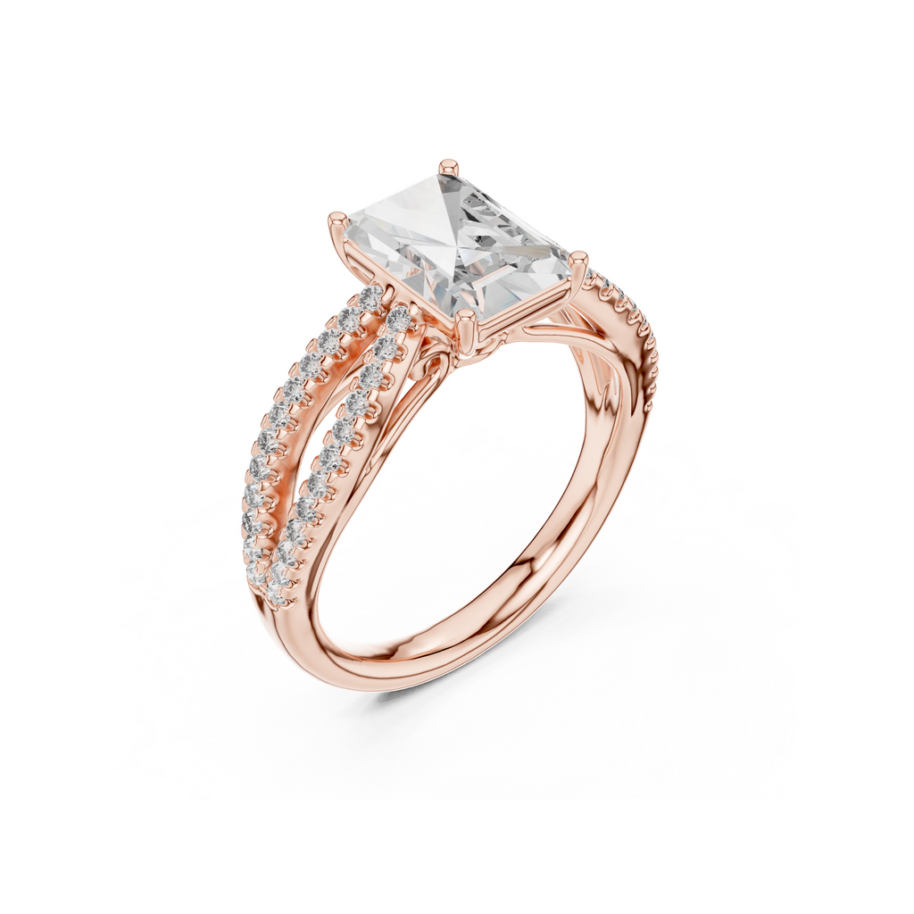 Twin Pave Radiant Lab Grown Diamond Ring