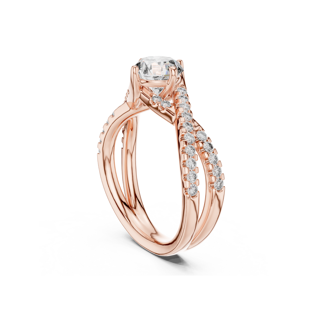 Twisted Halo Diamond  Ring