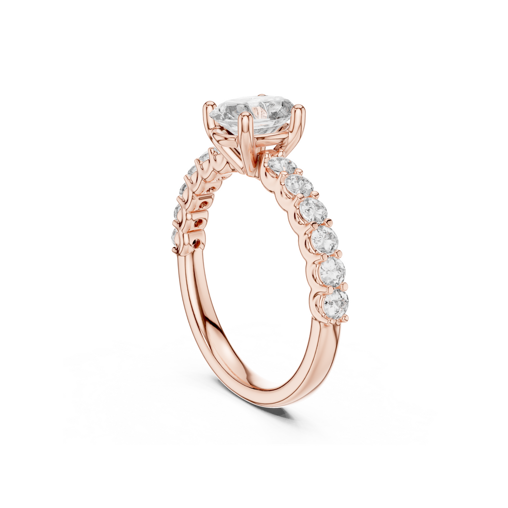 Pave Band Lab Grown Diamond Solitaire Ring