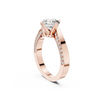 Solitaire Lab Grown Diamond Ring with Pavé-Set Band