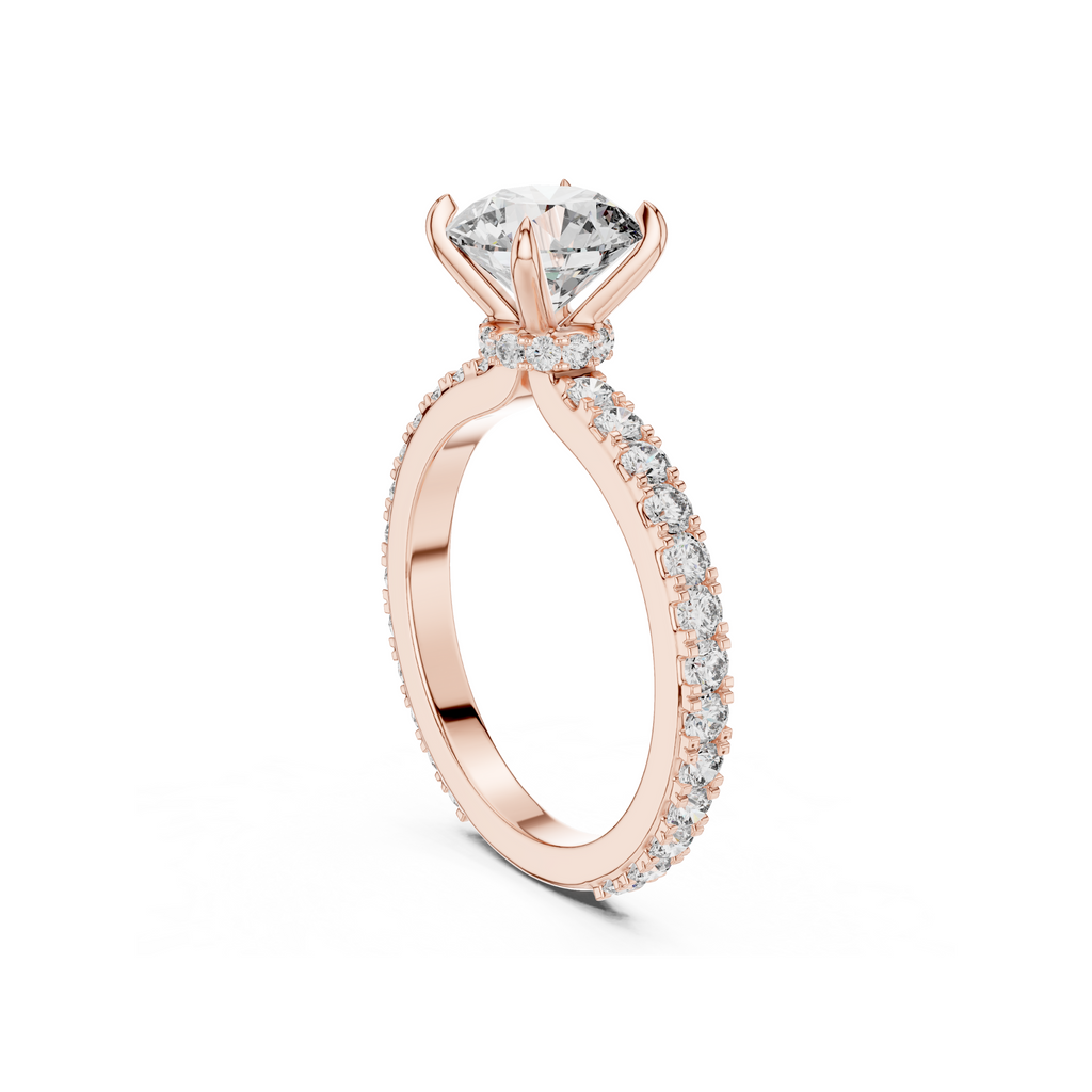 Round-Cut Lab Grown Diamond Ring with Pavé Band