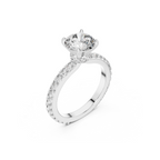 Round-Cut Lab Grown Diamond Ring with Pavé Band