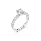 Pave Band Lab Grown Diamond Solitaire Ring