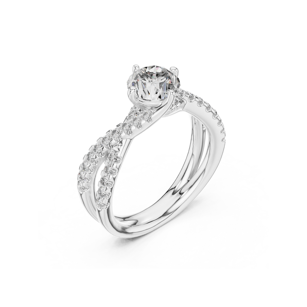Twisted Halo Diamond  Ring