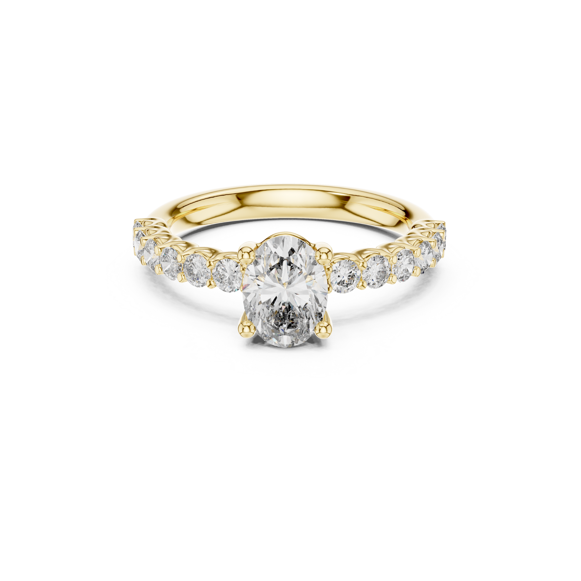 Pave Band Lab Grown Diamond Solitaire Ring