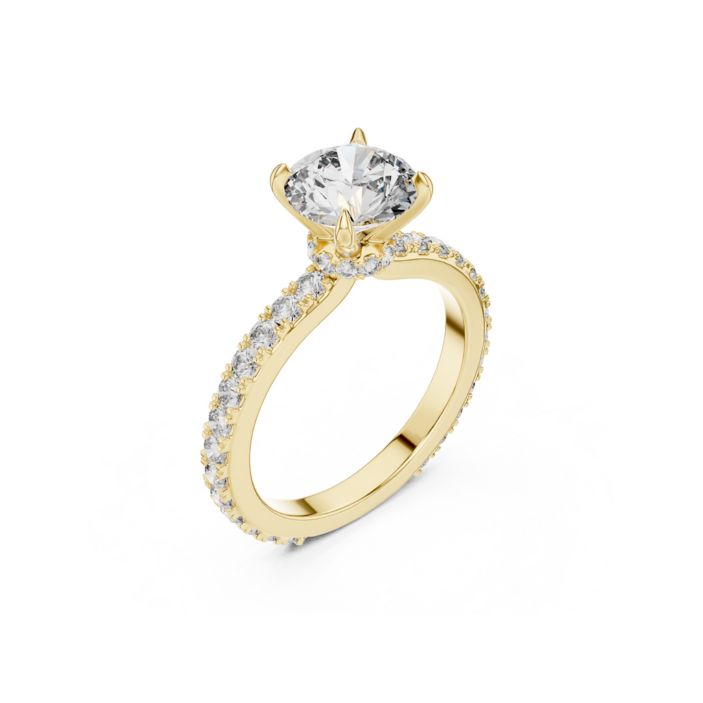 Round-Cut Lab Grown Diamond Ring with Pavé Band