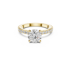 Round-Cut Lab Grown Diamond Ring with Pavé Band