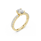 Pave Band Lab Grown Diamond Solitaire Ring